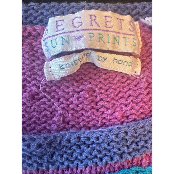 Colorful Hand-Knitted Sweater Embroidered Circular Patterns Segrets Sun Prints M - Picture 4 of 8
